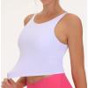 imageTHE GYM PEOPLE Womens Sports Bra Sleeveless Workout Tank Tops Running Yoga Cropped Tops with Removable PaddedWhite