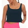 imageTHE GYM PEOPLE Womens Square Neck Longline Sports Bra Workout Removable Padded Yoga Crop Tank TopsBlack