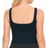 imageTHE GYM PEOPLE Womens Square Neck Longline Sports Bra Workout Removable Padded Yoga Crop Tank TopsBlack