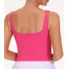 imageTHE GYM PEOPLE Womens Square Neck Longline Sports Bra Workout Removable Padded Yoga Crop Tank TopsBright Pink