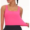 imageTHE GYM PEOPLE Womens Square Neck Longline Sports Bra Workout Removable Padded Yoga Crop Tank TopsBright Pink