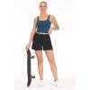 imageTHE GYM PEOPLE Womens Square Neck Longline Sports Bra Workout Removable Padded Yoga Crop Tank TopsDark Blue Green