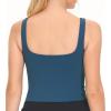 imageTHE GYM PEOPLE Womens Square Neck Longline Sports Bra Workout Removable Padded Yoga Crop Tank TopsDark Blue Green