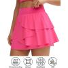 imageTHE GYM PEOPLE Womens Tiered Petal Tennis Skirts Ruffle Golf Skorts Builtin Shorts with PocketsBright Pink