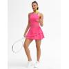 imageTHE GYM PEOPLE Womens Tiered Petal Tennis Skirts Ruffle Golf Skorts Builtin Shorts with PocketsBright Pink