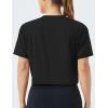 imageTHE GYM PEOPLE Womens Workout Crop Top TShirt Short Sleeve Boxy Yoga Running Cropped Basic TeeBlack