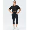imageTHE GYM PEOPLE Womens Workout Crop Top TShirt Short Sleeve Boxy Yoga Running Cropped Basic TeeBlack