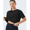 imageTHE GYM PEOPLE Womens Workout Crop Top TShirt Short Sleeve Boxy Yoga Running Cropped Basic TeeBlack