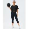 imageTHE GYM PEOPLE Womens Workout Crop Top TShirt Short Sleeve Boxy Yoga Running Cropped Basic TeeBlack