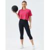 imageTHE GYM PEOPLE Womens Workout Crop Top TShirt Short Sleeve Boxy Yoga Running Cropped Basic TeeBright Pink