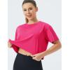 imageTHE GYM PEOPLE Womens Workout Crop Top TShirt Short Sleeve Boxy Yoga Running Cropped Basic TeeBright Pink