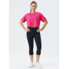 imageTHE GYM PEOPLE Womens Workout Crop Top TShirt Short Sleeve Boxy Yoga Running Cropped Basic TeeBright Pink