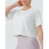imageTHE GYM PEOPLE Womens Workout Crop Top TShirt Short Sleeve Boxy Yoga Running Cropped Basic TeeHeather White
