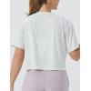 imageTHE GYM PEOPLE Womens Workout Crop Top TShirt Short Sleeve Boxy Yoga Running Cropped Basic TeeHeather White