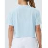 imageTHE GYM PEOPLE Womens Workout Crop Top TShirt Short Sleeve Boxy Yoga Running Cropped Basic TeeLight Blue