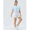 imageTHE GYM PEOPLE Womens Workout Crop Top TShirt Short Sleeve Boxy Yoga Running Cropped Basic TeeLight Blue