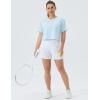 imageTHE GYM PEOPLE Womens Workout Crop Top TShirt Short Sleeve Boxy Yoga Running Cropped Basic TeeLight Blue