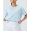 imageTHE GYM PEOPLE Womens Workout Crop Top TShirt Short Sleeve Boxy Yoga Running Cropped Basic TeeLight Blue