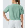 imageTHE GYM PEOPLE Womens Workout Crop Top TShirt Short Sleeve Boxy Yoga Running Cropped Basic TeeLight Green