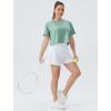 imageTHE GYM PEOPLE Womens Workout Crop Top TShirt Short Sleeve Boxy Yoga Running Cropped Basic TeeLight Green