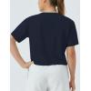 imageTHE GYM PEOPLE Womens Workout Crop Top TShirt Short Sleeve Boxy Yoga Running Cropped Basic TeeNavy Blue