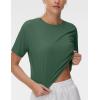 imageTHE GYM PEOPLE Womens Workout Crop Top TShirt Short Sleeve Boxy Yoga Running Cropped Basic TeeSoft Green