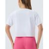 imageTHE GYM PEOPLE Womens Workout Crop Top TShirt Short Sleeve Boxy Yoga Running Cropped Basic TeeWhite
