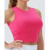 imageTHE GYM PEOPLE Womens Workout Crop Tops Sleeveless Yoga Running Shirts Athletic Tank Top No PaddingBright Pink