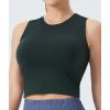 imageTHE GYM PEOPLE Womens Workout Crop Tops Sleeveless Yoga Running Shirts Athletic Tank Top No PaddingCharcoal Grey