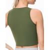 imageTHE GYM PEOPLE Womens Workout Crop Tops Sleeveless Yoga Running Shirts Athletic Tank Top No PaddingOlive Green