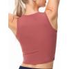 imageTHE GYM PEOPLE Womens Workout Crop Tops Sleeveless Yoga Running Shirts Athletic Tank Top No PaddingRose Red
