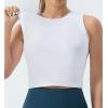 imageTHE GYM PEOPLE Womens Workout Crop Tops Sleeveless Yoga Running Shirts Athletic Tank Top No PaddingWhite