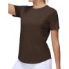imageTHE GYM PEOPLE Womens Workout Short Sleeve Breathable TShirts Athletic Yoga Tee TopsBrown