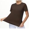 imageTHE GYM PEOPLE Womens Workout Short Sleeve Breathable TShirts Athletic Yoga Tee TopsBrown