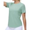 imageTHE GYM PEOPLE Womens Workout Short Sleeve Breathable TShirts Athletic Yoga Tee TopsLight Green