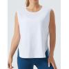 imageTHE GYM PEOPLE Womens Workout Tank Tops Loose Fit Sleeveless Cotton Running ShirtsWhite