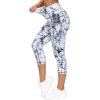 imageTHE GYM PEOPLE Womens Yoga Pants High Waist with Pocket Tummy ControlCapris Marble White