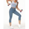 imageTHE GYM PEOPLE Womens Yoga Pants High Waist with Pocket Tummy ControlGrey Blue