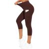 imageTHE GYM PEOPLE Womens Yoga Pants High Waist with Pocket Tummy ControlRed Brown