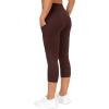 imageTHE GYM PEOPLE Womens Yoga Pants High Waist with Pocket Tummy ControlRed Brown