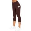 imageTHE GYM PEOPLE Womens Yoga Pants High Waist with Pocket Tummy ControlRed Brown