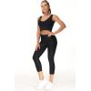 imageTHE GYM PEOPLE Womens Yoga Pants High Waist with Pocket Tummy ControlSilverBlack