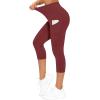 imageTHE GYM PEOPLE Womens Yoga Pants High Waist with Pocket Tummy ControlWine Red