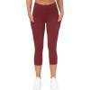 imageTHE GYM PEOPLE Womens Yoga Pants High Waist with Pocket Tummy ControlWine Red