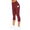imageTHE GYM PEOPLE Womens Yoga Pants High Waist with Pocket Tummy ControlWine Red
