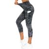 imageTHE GYM PEOPLE Womens Yoga Pants High Waist with Pocket Tummy ControlZcapris Gray Marble
