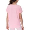 imageTHE GYM PEOPLE Girls Athletic Shirts Short Sleeve Workout Tops Kids Basic Tees with Side SlitsPink