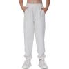 imageTHE GYM PEOPLE Girls Fleece Tapered Workout Sweatpants Warm Soft Athletic Joggers Pants with PocketsHeather White