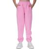 imageTHE GYM PEOPLE Girls Fleece Tapered Workout Sweatpants Warm Soft Athletic Joggers Pants with PocketsPink