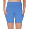 imageTHE GYM PEOPLE Girls Volleyball Shorts Kids High Waist Dance Workout Gymnastics Biker Athletic Shorts with PocketSea Blue